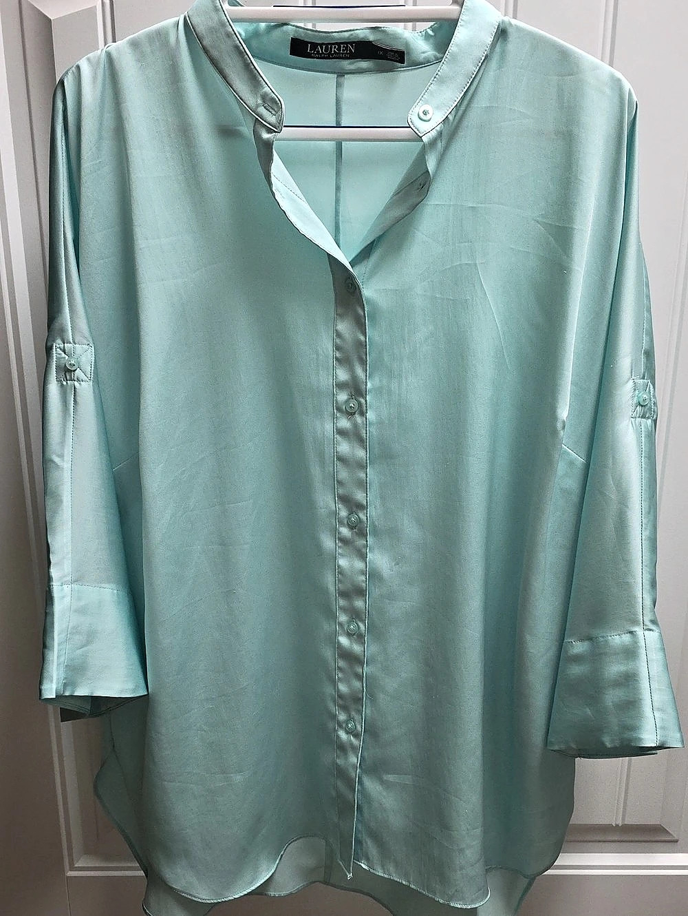 Lauren Ralph Lauren Button Front Tunic Top in Green XL Like New
